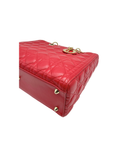 Sac à épaule Lady Dior GM en cuir lisse rouge - Christian Dior