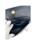 Sac vintage  à bandoulière en cuir lisse bleu marine - Chanel