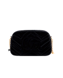 Sac à bandoulière Small GG Marmont en velours noir et doré - Gucci