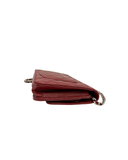 Sac à bandoulière Wallet-On-Chain en cuir caviar bordeaux et argenté - Chanel
