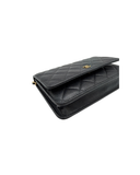 Sac à bandoulière Wallet-On-Chain en cuir caviar noir et doré - Chanel