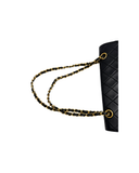 Sac à épaule matelassé vintage en cuir lisse d'agneau noir - Chanel