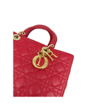 Sac à épaule Lady Dior GM en cuir lisse rouge - Christian Dior