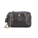 Sac à bandoulière Lou Caméra en cuir lisse d'agneau vintage noir - Chanel