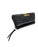 Porefeuille Marmont GG en cuir lisse noir et doré - Gucci