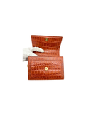 Sac à bandoulière Sunset Small en cuir embossé crocodile cognac - Saint-Laurent