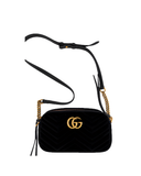 Sac à bandoulière Small GG Marmont en velours noir et doré - Gucci