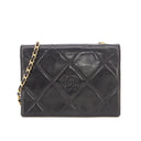 Sac à bandoulière Coco mark matelassé en cuir lisse noir - Chanel