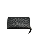 Porefeuille Marmont GG en cuir lisse noir et doré - Gucci