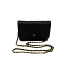 Sac à bandoulière Wallet On Chain en cuir caviar noir - Chanel