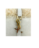Sac à épaule Le 5 à 7 en daim et shearling beige - Saint-Laurent