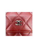 Sac à bandoulière Wallet-On-Chain en cuir caviar bordeaux et argenté - Chanel