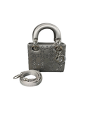 Sac à bandoulière Mini Lady Dior en Satin avec strass gris - Christian Dior