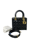 Sac à bandoulière Lady Dior Médium Vintage en cuir verni noir - Christian Dior
