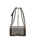 Sac à bandoulière Boy en cuir caviar marron et tweed - Chanel