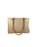 Sac à épaule GST Shopping en cuir caviar beige - Chanel