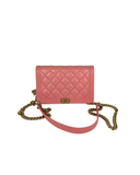 Sac à bandoulière Wallet On Chain Boy en cuir lisse rose - Chanel