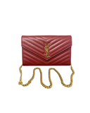 Sac à bandoulière Cassandre en cuir grain de poudre rouge - Saint-Laurent