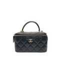 Sac à bandoulière mini Vanity en cuir lisse noir - Chanel