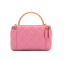 Sac à bandoulière Vanity en cuir lisse rose - Chanel