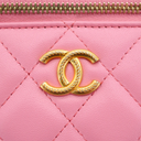 Sac à bandoulière Vanity en cuir lisse rose - Chanel