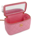 Sac à bandoulière Vanity en cuir lisse rose - Chanel