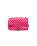 Sac à bandoulière Timeless 20CM en cuir chevron rose - Chanel