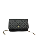 Sac à bandoulière Wallet-On-Chain en cuir caviar noir - Chanel