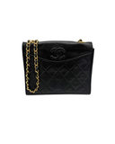 Sac à bandoulière Coco mark matelassé en cuir lisse noir - Chanel