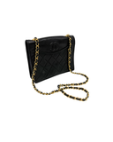 Sac à bandoulière Coco mark matelassé en cuir lisse noir - Chanel