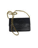 Sac à bandoulière Wallet On Chain en cuir caviar noir - Chanel