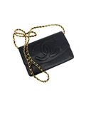 Sac à bandoulière Wallet On Chain en cuir caviar noir - Chanel
