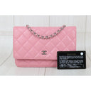 Sac à bandoulière Wallet-On-Chain en cuir lisse rose - Chanel