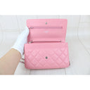 Sac à bandoulière Wallet-On-Chain en cuir lisse rose - Chanel