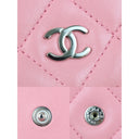 Sac à bandoulière Wallet-On-Chain en cuir lisse rose - Chanel