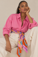 Maxi Twilly Slim Della Cavalerria en soie rose - Hermès