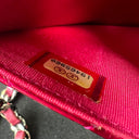 Sac à bandoulière Wallet On Chain en cuir verni rose - Chanel