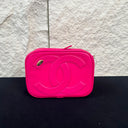 Sac à bandoulière Camera CC en cuir lisse rose - Chanel