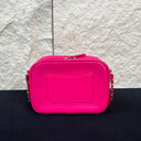 Sac à bandoulière Camera CC en cuir lisse rose - Chanel