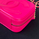 Sac à bandoulière Camera CC en cuir lisse rose - Chanel