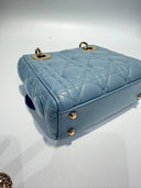 Sac à bandoulière Mini Lady Dior en cuir lisse bleu ciel - Christian Dior