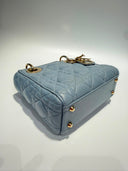 Sac à bandoulière Mini Lady Dior en cuir lisse bleu ciel - Christian Dior