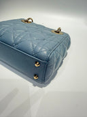 Sac à bandoulière Mini Lady Dior en cuir lisse bleu ciel - Christian Dior