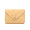 Sac à bandoulière Envelope en cuir lisse beige - Chanel