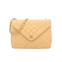 Sac à bandoulière Envelope en cuir lisse beige - Chanel