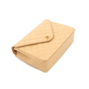 Sac à bandoulière Envelope en cuir lisse beige - Chanel