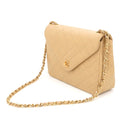 Sac à bandoulière Envelope en cuir lisse beige - Chanel