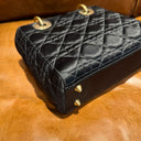Sac à bandoulière Lady Dior Small en satin noir - Christian Dior