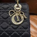 Sac à bandoulière Lady Dior Small en satin noir - Christian Dior