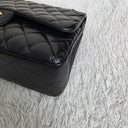 Sac à bandoulière Jumbo en cuir lisse noir - Chanel